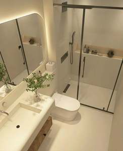 Nouvelle conception moderne, meuble-lavabo mural haut de gamme en bois massif et MDF, avec miroir LED et lavabo, résistant à l'eau, idéal pour appartement - Product Image 2