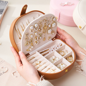 Supplier Custom Logo PU Leather Jewelry Storage Case for Studs Earrings Necklaces Bangles <b>Travel</b> Jewelry Organizer with Buckle - Product Image 6