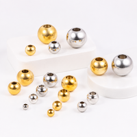 Perles rondes traversantes en acier inoxydable, accessoires de bijouterie, usine de traitement sur mesure, électroplaqué, métal en vrac