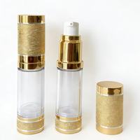 Botella de Lujo con Bomba Airless en Dorado Mate, Envase Cosmético de Plástico Recargable para Suero, Crema Facial, Viajes