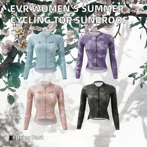 เสื้อปั่นจักรยานฤดูร้อนแบบกำหนดเอง EVR สำหรับผู้หญิง ป้องกันแสงแดด ระบายอากาศ แห้งเร็ว แขนยาว ผลิตจากโพลีเอสเตอร์+สแปนเด็กซ์ ชุดปั่นจักรยานเสือหมอบ - Product Image 2