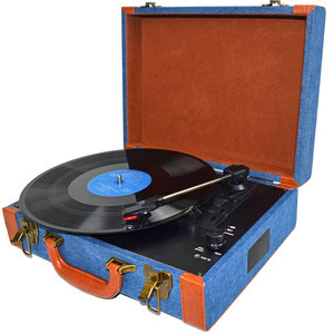 Tocadiscos portátil de 3 velocidades con carga USB y grabación por ordenador, color blanco, con auriculares y entrada auxiliar. - Product Image 2