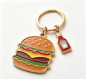 Porte-clés en métal émaillé personnalisé en forme de burger, en alliage de zinc, souvenir alimentaire, pendentif pour cadeau promotionnel - Product Image 2