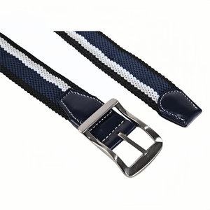 Ceintures tressées élastiques multicolores personnalisées en tissu extensible à boucle ardillon pour hommes et femmes - Product Image 6