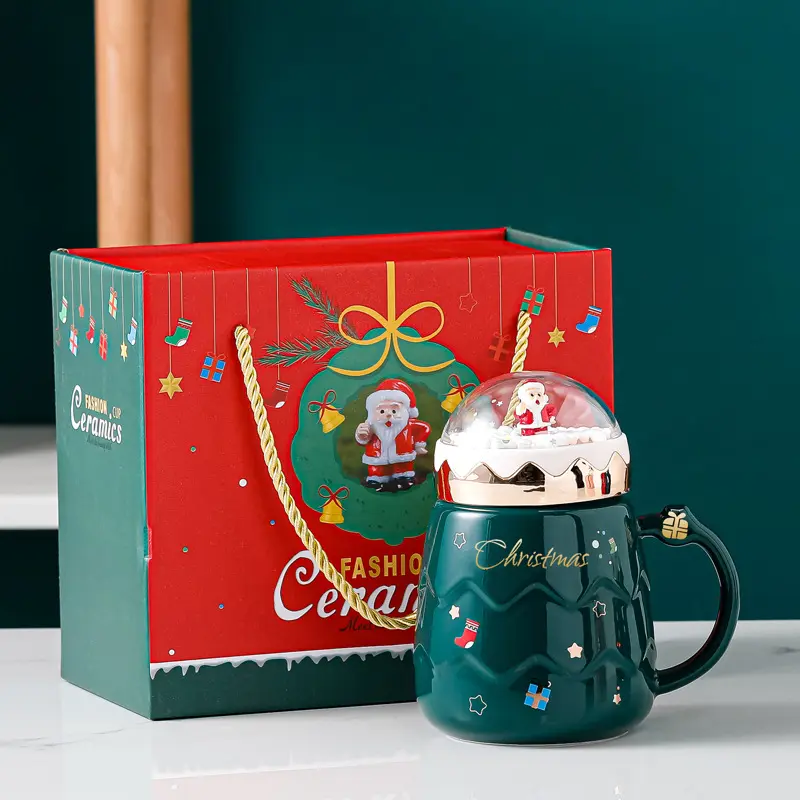 Kotak hadiah Mug kopi Set mewah grosir kustom Set kotak hadiah Mug Natal keramik