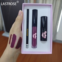 Kit de Rouge à Lèvres Végétalien Effet Brillant et Changeant de Couleur avec Crayon Contour des Lèvres Mat Crémeux Naturel et Huile à Lèvres Transparente en Tube Marque Blanche