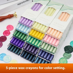 Bâton de cire de laque de feu de couleur 5 pièces en boîte de cire de sceau en résine avec verre délicat 5 pièces par boîte colorée - Product Image 2