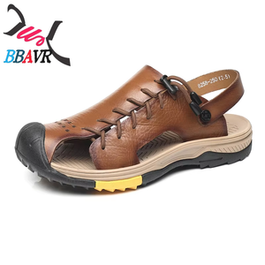 Sandalias Planas de Cuero para Hombre, Impermeables, Transpirables, Estilo Descalzo, con Amortiguación, para Playa, Senderismo, Pesca, Verano, Aire Libre, Cómodas - Product Image 1