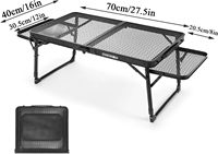 Table de pique-nique pliante moderne en aluminium léger et portable, 2 places, 70x40cm, noire, pour camping en plein air