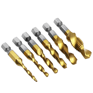 Set di 6 Punte per Maschiatura e Foratura in Acciaio HSS Rivestite in Titanio con Attacco Esagonale per Filettatura M3 M4 M5 M6 M8 M10 - Product Image 4