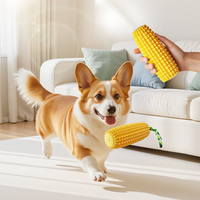 Jouet à mâcher pour chien en TPR personnalisable en gros, forme de maïs classique avec corde en coton, non toxique et durable pour les mâchoires agressives