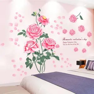 Vacances heureux de valentine jour citations wall sticker fleur pour chambre d'hôtel décoration