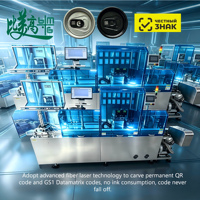 Machine de marquage laser à fibre en ligne pour le marquage de codes d'étiquettes et de capsules à ouverture facile des produits alimentaires et la collecte complète des données