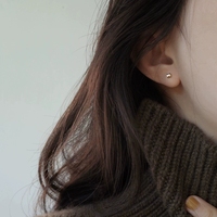 E906 I'm love ~S925 Boucles d'oreilles clous tendance en argent plaqué or 14K, mini lettre H lisse invisible, zircon cubique intégral tridimensionnel