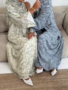 Sharut <strong>Abaya</strong> Factory OEM/ODM Luxury EID Islamic Kimono Muslim Women Dress Floral <strong>Chiffon</strong> <strong>Abaya</strong> with Matching Hijab - Product Image 4