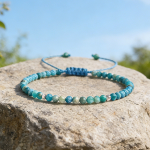 Handcrafted Violet Minimalist Thin Ball-Shaped <b>Beaded</b> <b>Bracelet</b> with Natural Stone Healing Crystal Gemstones Adjustable Unisex - Product Image 3