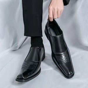 Zapatos Oxford de Cuero Genuino para Hombre, Estilo Italiano de Alta Gama, Hechos a Mano, para Boda, con Cierre Deslizante, Bordado Ligero Otoñal, Puntera de Acero - Product Image 3