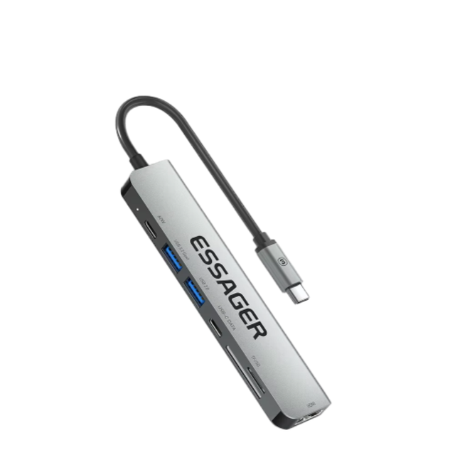 Essager QingHong 7 in 1 60W USB HUB 4K 30Hz Multifunction Ports Fast Transmission USB C Hub