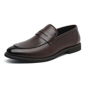 Mocasines de Cuero Genuino Personalizados para Hombre, Zapatos Casuales Británicos de Negocios, Suela Suave, Antideslizantes, Transpirables, de Goma Resistente - Product Image 5