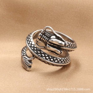 Dragon <b>Ring</b> Silver Men's Fashion Jewelry Animal Shape Punk Style Stainless Steel <b>Ring</b> Gift Occasion - Product Image 2