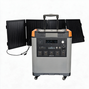 Poignée extensible avec roulettes, panneau solaire, batterie portable d'urgence, station d'alimentation pour ordinateur portable, lampe de poche de camping, générateur de voiture - Product Image 1