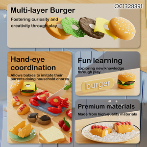 Juguetes de Fieltro de Comida Rápida Personalizados: Pan de Pizza, Plástico, <span class=keywords><strong>Happy</strong></span> Meal, Hamburguesa de Plástico, Set de Cortar Comida para Niños, Venta al por Mayor - Product Image 3