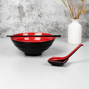 Set mangkuk mie keramik besar 8 inci, set mangkuk sup mie Ramen restoran porselen dengan sumpit