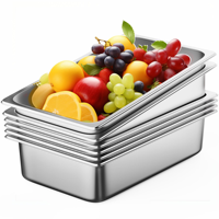 6er-Pack Volle Größe 1/1 GN Edelstahl Silber Anti-Klemm-Dampftafelbehälter Amerikanischer Stil Traditionelle Rechteckige Behälter für Hotels und Restaurants