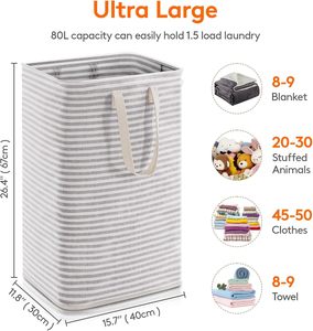 New Custom Large Polyester Collapsible Laundry Storage <b>Hamper</b> <b>Boxes</b> with Handles 30x40x60cm - Product Image 3