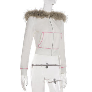 Yeni Gelenler Sonbahar Kış Kadın Kıyafetleri Kürk Eklemeli Kapüşonlu Kırpılmış Ceket Uzun Pantolon 2 Parça Takım Günlük İki Parça Takım Kadın Kıyafeti - Product Image 6