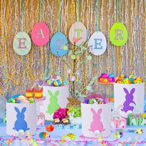 حقائب هدايا قماشية لعيد الفصح عالية الجودة مع زخارف على شكل ذيل أرنب زخارف للحفلات لسلال مطاردة البيض - Product Image 5