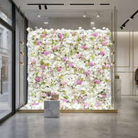 Dinding Bunga Buatan 3D dengan Panel Mawar Sutra dan Hydrangea, Latar Belakang Bunga Pernikahan Realistis untuk Dekorasi Pesta