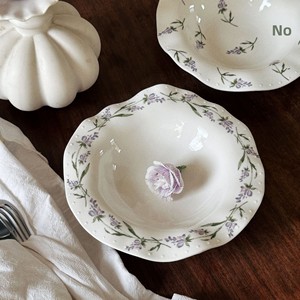 Assiettes profondes pour salade, fruits, soupes et pâtes, style rétro, motif végétal lavande française, faites à la main, pour la maison - Product Image 1