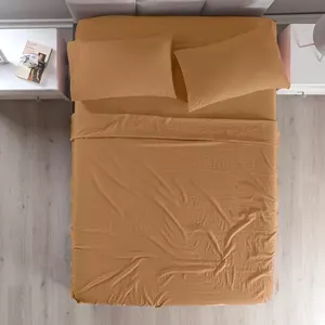 Set di Lenzuola Viasoft Misura Queen in Cotone Lavato Tinta Unita per Arredamento Casa - Product Image 3