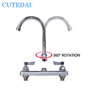 Signature 2 manijas giratorias cuello de cisne <span class=keywords><strong>grifo</strong></span> de <span class=keywords><strong>cocina</strong></span> cromado con arandela manijas de hoja de latón Material de latón de alta calidad - Product Image 3