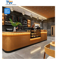 Comptoir de bar à café moderne en marbre personnalisé pour hôtel et centre commercial avec design incurvé