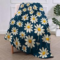 Couverture Daisy 50x60 pouces, motif floral, en flanelle, personnalisable, emballée, ultra-douce, chaude, toutes saisons, lavable en machine, décoration intérieure