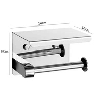 Porte-papier toilette en acier inoxydable SUS304 avec étagère pour téléphone, support mural pour rouleau de papier toilette avec rangement