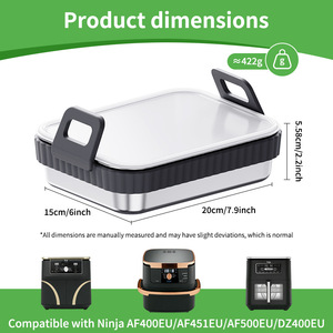 <b>Air</b> <b>Fryer</b> <b>Baking</b> <b>Tray</b> and Mat with <b>Silicone</b> Handles Rectangular Ideal for Home Use - Product Image 5