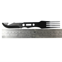 Ensemble de couverts de camping portables avec couteau à fourchette à sifflet d'urgence Paracord Survival Multitool