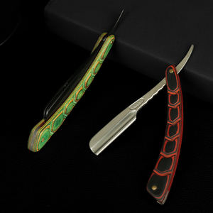 Rasoir pour hommes 2 couleurs rétro <span class=keywords><strong>à</strong></span> lame unique, épilation manuelle, bois de barbier, rasoir droit en métal sur la signification - Product Image 2