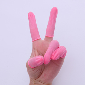 Doigtiers en latex jetables antistatiques, sans poussière, à manchette élastique épaissie, roses, de protection, vente en gros fabricant - Product Image 4