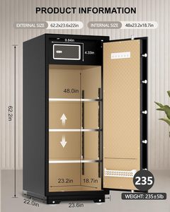<span class=keywords><strong>TIGERKING</strong></span> Coffre-fort domestique extra large et robuste de 17,6 pieds cubes, en acier de 235 lb, avec serrure à double commande, boîte de rangement intérieure noire - Product Image 2