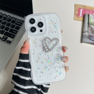 Coque de téléphone d'amour de perle tridimensionnelle en plastique de luxe haut de gamme pour iPhone15promax 14pro coque souple 13pm pour femmes 12 11 - Product Image 2