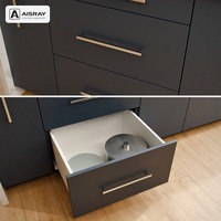 Cuisine moderne avec portes en stratifié, aménagement en îlot, livraison en kit, unités modulaires et rangements extractibles