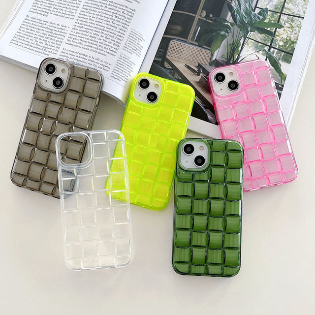 Unique 3D Magic Cube Grid Woven Design Clear Soft TPU Back Cover Mobile Phone Bags Case for iPhone 14 13 12 11 Pro Max XS XR 14