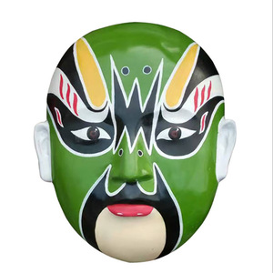 Máscara Facial Jia Hua de Fibra de Vidrio, Redonda, Tradicional, con Personaje de la Ópera de Pekín, para Colgar en la Pared, para Hoteles y Restaurantes - Product Image 1