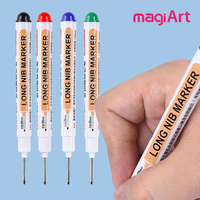 Nouveaux stylos marqueurs à longue plume pour les constructeurs de charpentiers Marquage 4 couleurs Trou de forage de 20mm de profondeur en plastique avec encre permanente