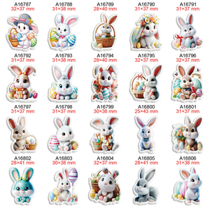 Joyeuses pâques dessin animé vacances Flatback résine planaire imprimé breloques pour bricolage Hairbow téléphone décorations 50 pcs/Lot cheveux accessoires - Product Image 3