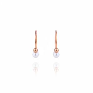 Azuris 925 Sterling <b>Silver</b> 1.8 Cm Bulk White <b>Pearl</b> Hoop <b>Earrings</b> with Bezel Setting Rhodium Plated Trendy - Product Image 2